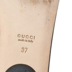 Pre Owned صندل غوتشي فلات جلد أسود سير حرف تي هورسبيت مقاس 37