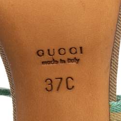 Gucci Multicolor Canvas And Leather GG Logo Ankle Strap Sandals Size 37