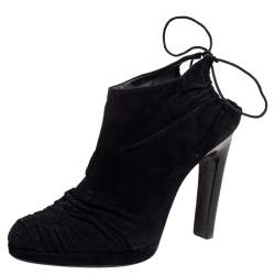 مملوكة مسبقًا حذاء بوت غوتشي ملتف حول الكاحل سويدي أسود مقاس 38.5