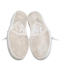 مملوكة مسبقًا Gucci White Leather New Ace Web Pearl Embellished Low Top Sneakers Size 38