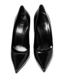 مملوكة مسبقًا Gucci Black Leather Malibu Bamboo Heel Pointed Toe Pumps Size 38