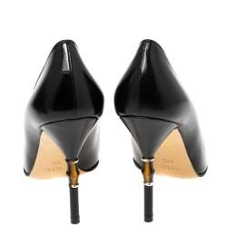 مملوكة مسبقًا Gucci Black Leather Malibu Bamboo Heel Pointed Toe Pumps Size 38