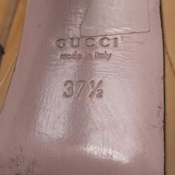 Gucci Mustard Patent Leather Peep-Toe Platform Slingback Sandals Size 37.5