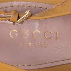 Gucci Mustard Patent Leather Peep-Toe Platform Slingback Sandals Size 37.5
