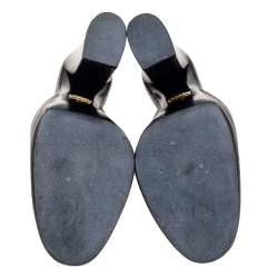 Pre Owned حذاء مولز غوتشي كعب عريض برنستاون جولي هورسبيت جلد أسود مقاس 39