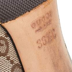 Pre Owned Gucci Beige/Brown GG Canvas And Leather Horsebit Ankle Boots Size 36.5