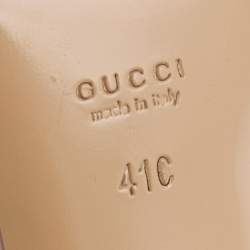 Gucci Gold/Beige GG Canvas And Leather Horsebit Slide Sandals Size 41