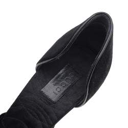 مملوكة مسبقًا Gucci Black Velvet And Satin Embellished Open Toe D'orsay Pumps Size 41