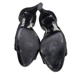 مملوكة مسبقًا Gucci Black Velvet And Satin Embellished Open Toe D'orsay Pumps Size 41