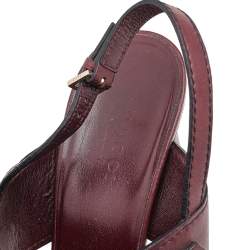Gucci Burgundy Leather Horsebit Tassel Emily Slingback Sandals Size 38.5
