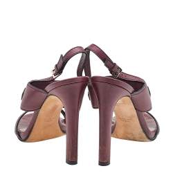 Gucci Burgundy Leather Horsebit Tassel Emily Slingback Sandals Size 38.5