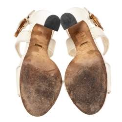 Gucci Off White Leather Ankle Wrap Sandals Size 36