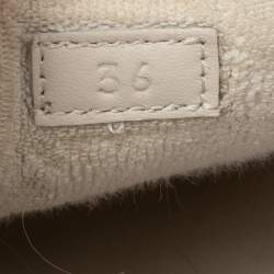 Pre Owned Gucci Grey/Green Perforated Leather And Nubuck Leather Screener Low Top Sneakers Size 36