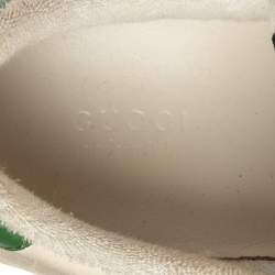 Pre Owned Gucci Grey/Green Perforated Leather And Nubuck Leather Screener Low Top Sneakers Size 36