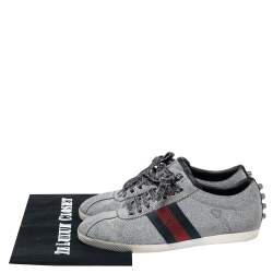 Gucci Silver Glitter Bambi Web Low-Top Sneakers Size 36.5