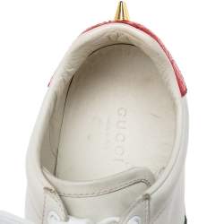 Pre Owned حذاء رياضي غوتشي أيس جلد أبيض مرصع برباط مقاس 36