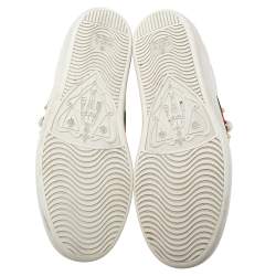 Pre Owned حذاء رياضي غوتشي أيس جلد أبيض مرصع برباط مقاس 36