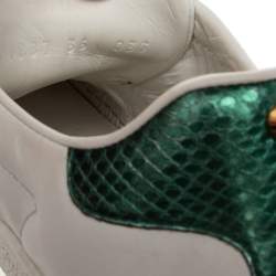 Pre Owned حذاء رياضي غوتشي أيس جلد أبيض مرصع برباط مقاس 36