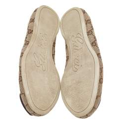 Pre Owned Gucci Beige GG Canvas Heart Shaped Interlocking GG Ballet Flats Size 36
