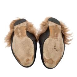 Pre Owned Gucci Black Leather Horsebit Princetown Horsebit Flat Mules Size 38