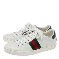 Pre Owned حذاء رياضي غوتشي أيس ويب جلد أبيض مقاس 37