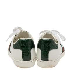 Pre Owned حذاء رياضي غوتشي أيس ويب جلد أبيض مقاس 37