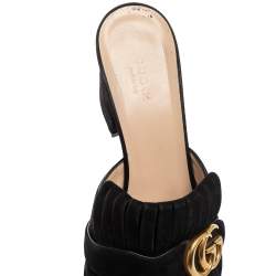 Pre Owned صندل سلايد غوتشي جي جي مارمونت سويدي أسود بشراشيب مقاس 39.5