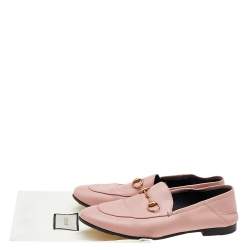 Pre Owned حذاء لوفرز غوتشي جلد وردي مزين هورسبيت سليب أون مقاس 36.5