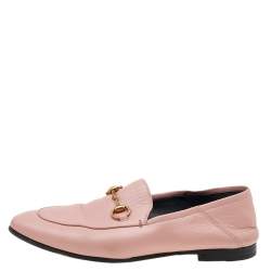 Pre Owned حذاء لوفرز غوتشي جلد وردي مزين هورسبيت سليب أون مقاس 36.5