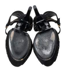 Pre Owned Gucci Black Suede Kelly Knot Platform Sandals Size 41