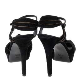 Pre Owned Gucci Black Suede Kelly Knot Platform Sandals Size 41