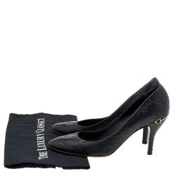 Pre Owned Gucci Black Guccissima Leather Horsebit Heel Pumps Size 39