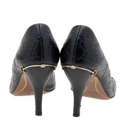 Pre Owned Gucci Black Guccissima Leather Horsebit Heel Pumps Size 39