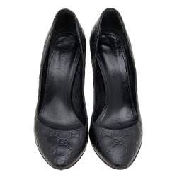 Pre Owned Gucci Black Guccissima Leather Horsebit Heel Pumps Size 39