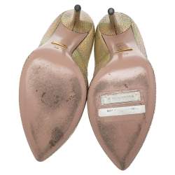 Pre Owned حذاء كعب عالي غوتشي جلد متقزح ذهبي منقوش مقاس 38