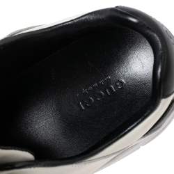 Pre Owned Gucci Black/White Leather Interlocking GG Lace Up Low Top Sneakers Size 38.5