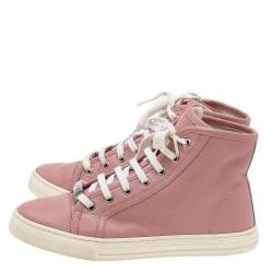 Gucci Old Rose Leather High Top Sneakers Size 35