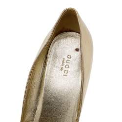 Pre Owned Gucci Metallic Gold Leather Peep Toe Pumps Size 41