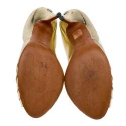 Pre Owned Gucci Metallic Gold Leather Peep Toe Pumps Size 41