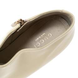 Pre Owned Gucci Cream Patent Leather Pointed Toe Ankle Boots Size 38
