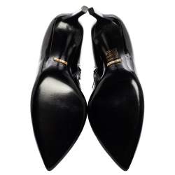 Pre Owned Gucci Black Patent Leather Pointed-Toe Ankle Booties Size 38