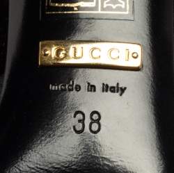 Pre Owned Gucci Black Patent Leather Pointed-Toe Ankle Booties Size 38