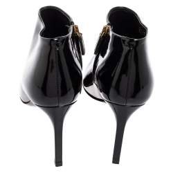 Pre Owned Gucci Black Patent Leather Pointed-Toe Ankle Booties Size 38