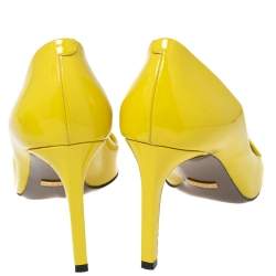 Gucci Yellow Patent Leather Peep-Toe Pumps Size 38