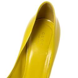 Gucci Yellow Patent Leather Peep-Toe Pumps Size 38