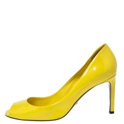 Gucci Yellow Patent Leather Peep-Toe Pumps Size 38