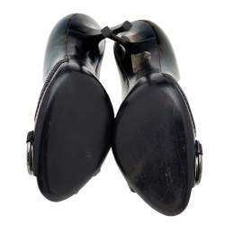 Gucci Multicolor Iridescent Patent Leather Horsebit Peep Toe Pumps Size 37.5