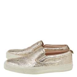 مملوكة مسبقًا Gucci Metallic Gold Foil Leather Slip On Sneakers Size 37