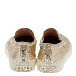 مملوكة مسبقًا Gucci Metallic Gold Foil Leather Slip On Sneakers Size 37
