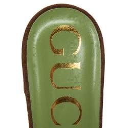 Pre Owned Gucci Brown/Beige GG Canvas And Suede Horsebit  Sandals  Size 38.5